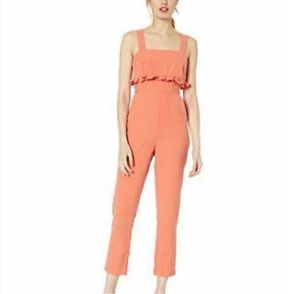 BCBG Sleeveless Coral Ruffle Jumpsuit Romper Size 2 - Picture 1 of 9